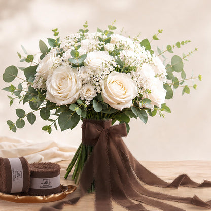 DORIS HOME Dark Brown Chiffon Ribbon for Flower Bouquet, 1" x21Yd Fabric Ribbon for Gift Wrapping, Handmade Frayed Ribbon for Wedding Invitations/Halloween Decorations