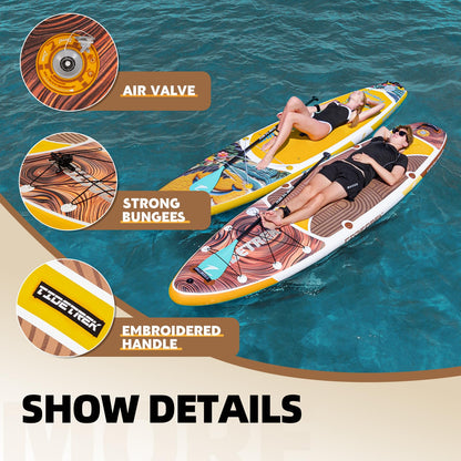 TIDETREK 11'/11'6" x 33"/34" x 6" Inflatable SUP Paddle Board – Extra-Wide, Stable Stand Up Paddle Board with Premium Full Accessory Set for Adults & Youth (Earth Pulse/Kayak Seat, 11'x34 x6)