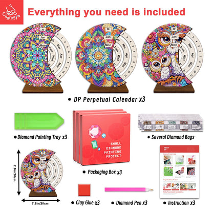 CharySim 3D Diamond Art Calendar Kits for Adults Diamond Gem Art Kit Rhinestone Craft Kit Paint By Dots Kit for Women Birthday Gift DIY Bedazzling Art Craft Home Decor Desktop Stand
