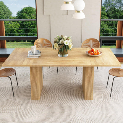 weselon 78 Inch Dining Table for 6 8 10, Modern Farmhouse Rectangular Kitchen Table, Long Dining Room Tables with Wood Strip Base for Kitchen Living Room (Natural)