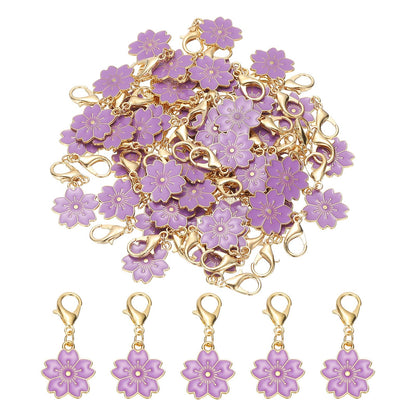 PATIKIL Flower Crochet Stitch Markers, 50 Pack 1.4" Metal Knitting Markers Cherry Blossom Removable Lobster Clasp Charm Locking Cute Stitch Marker for Sewing Crocheting DIY Craft, Purple