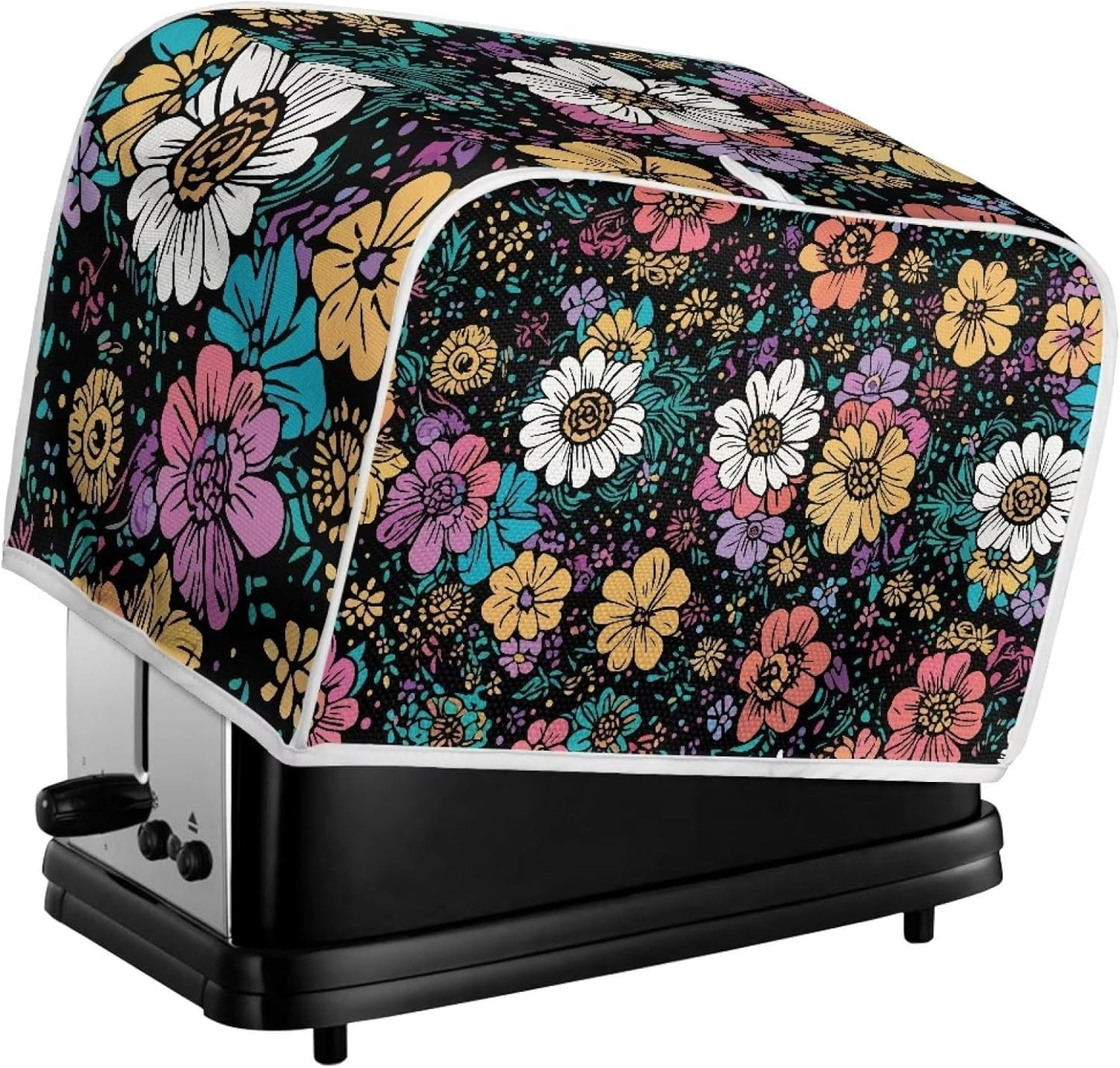 Flower 2 Slice Bread Maker Cover, Dustproof Toaster Cover for Standard Size Kitchen Appliances