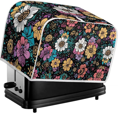 Flower 2 Slice Bread Maker Cover, Dustproof Toaster Cover for Standard Size Kitchen Appliances