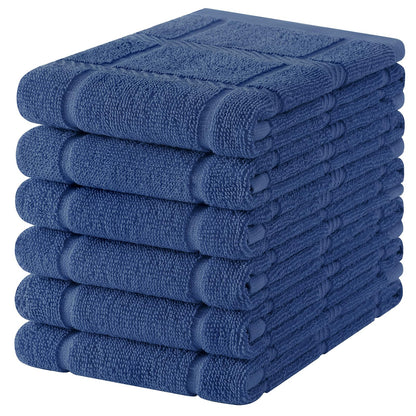Homaxy Premium Kitchen Towels 18"x28", 6 Pack Large Cotton 380 GSM Dish Towels, Soft and Absorbent Kitchen Hand Towels with Terry Grid Design, Utility Tea Towel Set with Hanging Loop, Navy Blue