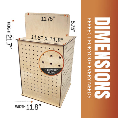 TORCHED DISPLAYS Rotating Display Stand | 22.5 x 16.76-inch | Rotating Organizer Wood Pegboard | Pegboard Display Stand for Craft Shows, Vendor Events, Jewelry, Accessories | Natural