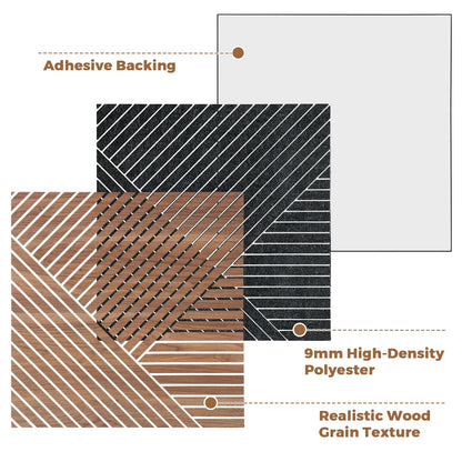 GreenClad 3D Peel and Stick Acoustic Wall Panels – 8 Pack Self-Adhesive Wood Pattern Soundproof Panels 23.6” x 23.6” for Interior Wall Decor, Bedroom, Living Room, Office (Golden Maple)
