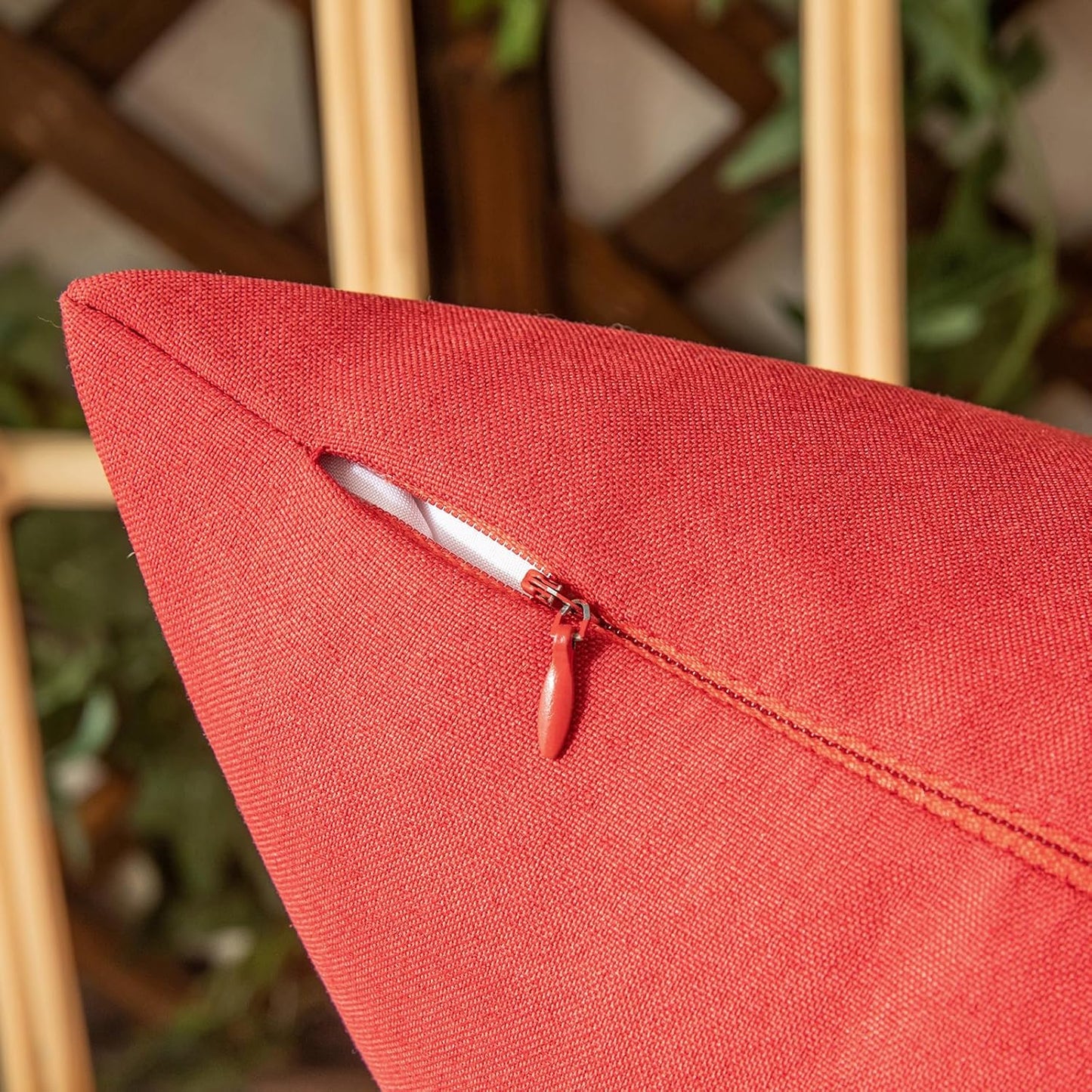 Woaboy Set of 2 Red Outdoor Throw Pillow Covers, Decorative Farmhouse Linen Cushion Cases for Living Room 12x20 inch