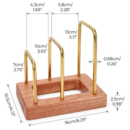 Chopping Board Rack with Wood Base – Multi Layer Kitchen Organizer Stand for Cutting Boards Pot Lids, Baking Trays Pans and Plates Cabinet Storage Divider Accessory Home Countertop or Inside Cabinets