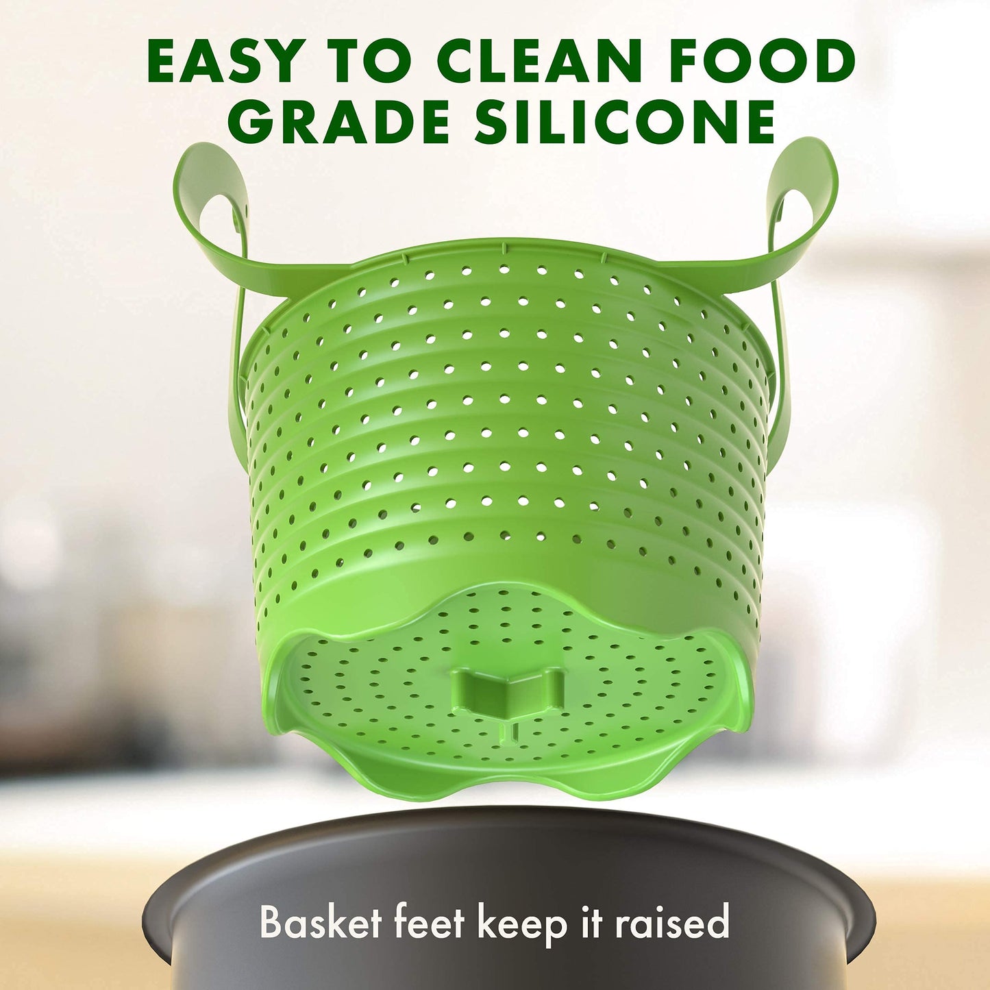 Avokado Silicone Steamer Basket for 6qt Instant Pot [3qt, 8qt avail], Other Pressure Cookers - 100% Food Safe, BPA-Free, Dishwasher Safe Collapsible Vegetable Steamer Basket & Strainer