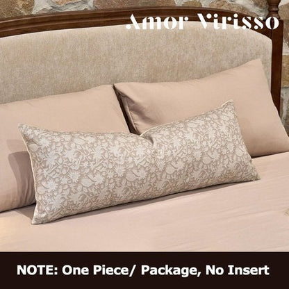 Amor Virisso Floral Throw Pillow Covers 14x36 Couch Pillows for Living Room Decorative Accent Pillow Covers Block Print Farmhouse Neutral Pillow Covers Sofa Pillows 1PC, Cream Oatmeal