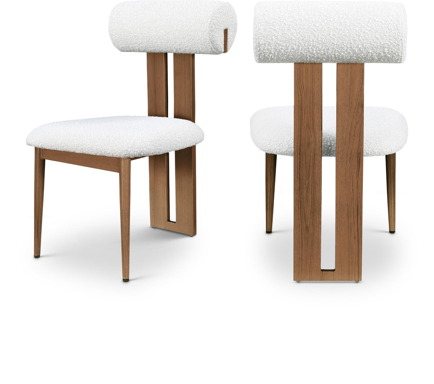 Meridian Furniture 916Cream-C Dario Collection Modern | Contemporary Dining Chair with Rich Cream Boucle Fabric, Dark Walnut Wood Look Metal Frame, 19.5" W x 24.5" D x 33.5" H, Cream, Set of 2