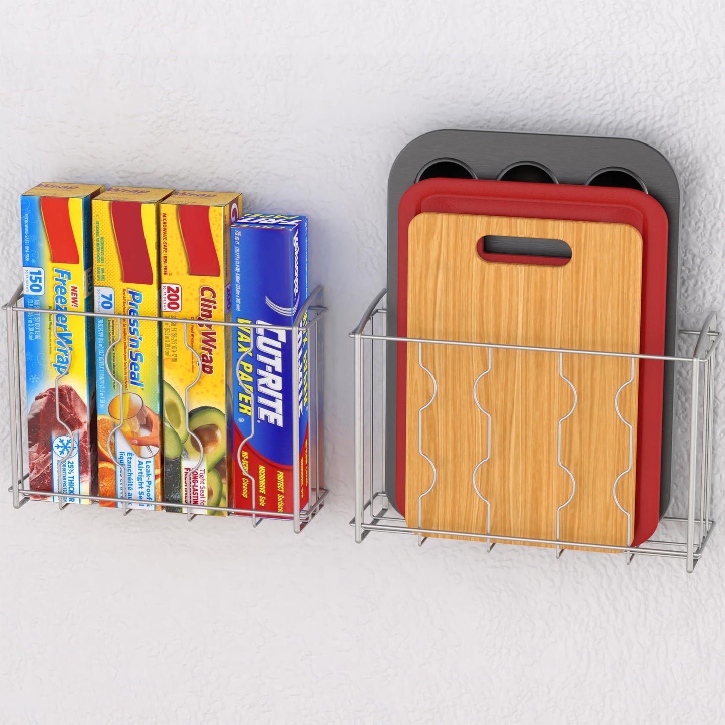 Simple Houseware Over the Cabinet Door Organizer Holder 2 Pack 13.5" Wx4.25 Dx18.5 H and 12.5" Wx3.6 Dx18.5 H Silver