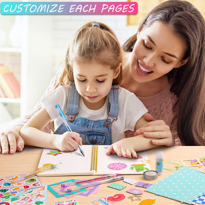 DIY Journal Kit for Girls, Scrapbook & Diary Supplies Set, Birthday Gifts for Teen Girls Craft Sets - Unleash Creativity Journaling Art Crafts Kit - Ideal Gifts for 8 9 10 11 12 13 14 Year Old Girl