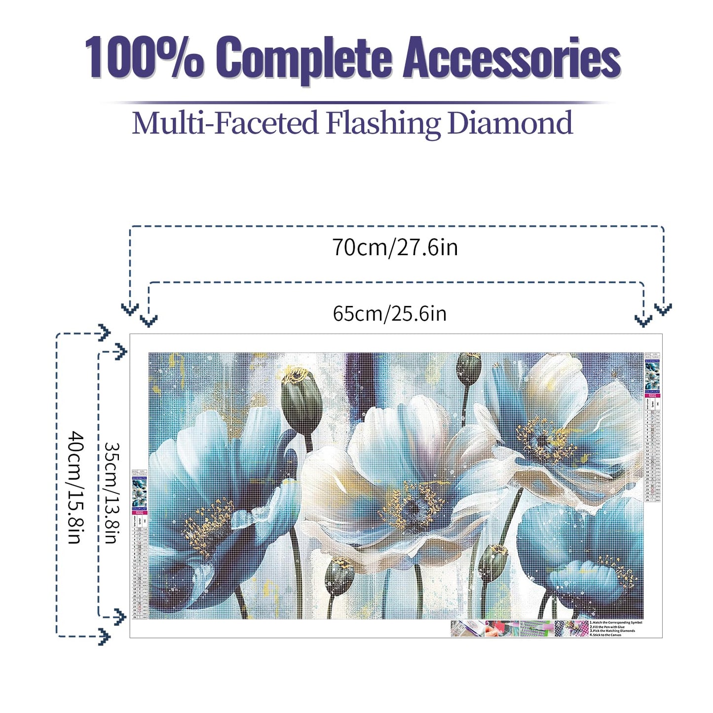 YALKIN 5D Diamond Painting Kits for Adults, Flowers Diamond Art Kits Full Drill Diamond Painting Kit for Adult Beginners, DIY Crystal Picture Art for Home Wall Decor 40x70cm/15.7x27.6in