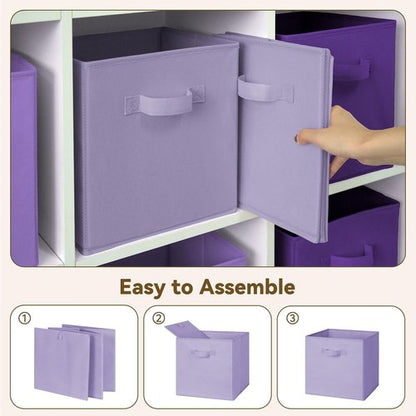 Granny Says 11-Inch Cube Storage Bins - 6 Pack Organizer with Handles | Purple Gradient Design