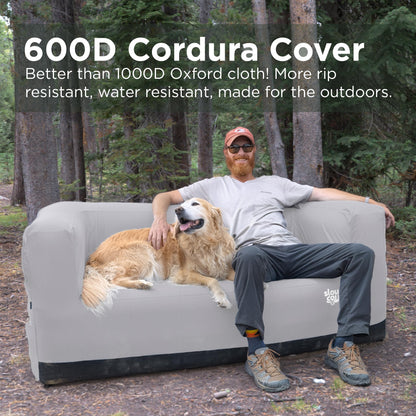 Slouch Couch | Air Sofa with Built-in Pump, Hidden Cup Holders, Storage Pockets | Durable Blow Up Couch with High-Performance Fabric for Camping, Beach, Home & Outdoors (Harbor Gray)