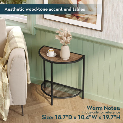 19.7'' 18.7"*10.4" 2 SAYGOER Small Side Table Half Moon Side Tables for Living Room Unique Modern Half Round Bed