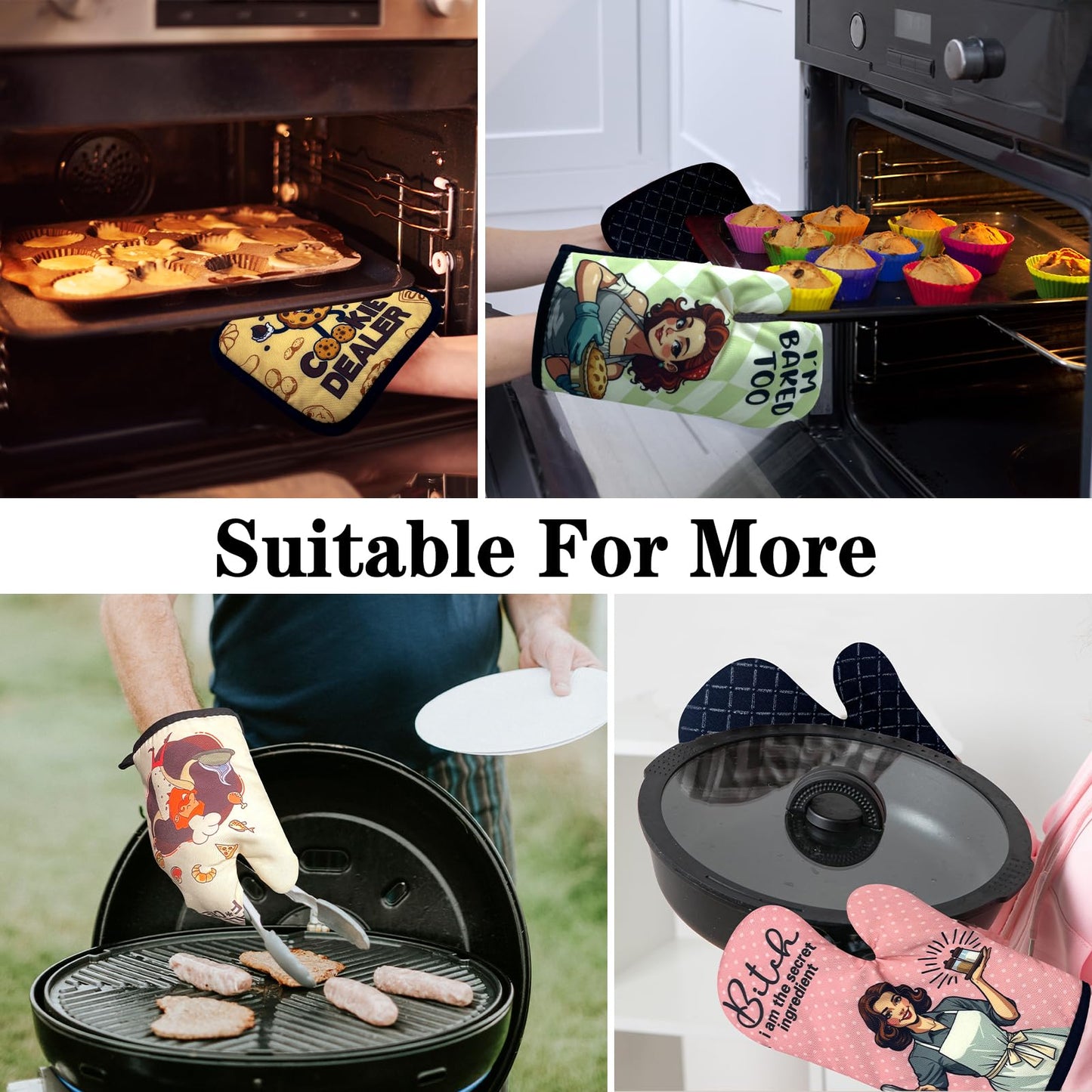 NAHMAKNE 2 Pack Funny Oven Mitts for Teacher, Thanks for Making Me One Smart Cookie, Heat Resistant Non-Slip Mitts, Teacher Appreciation Gifts, Christmas Birthday Gifts for Hostess Friend Bake Lover