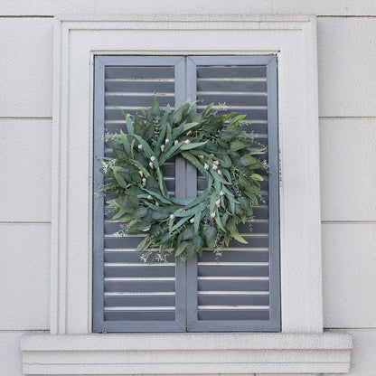 26" Eucalyptus Wreath for Front Door - Large Artificial Greenery Outdoor Wreath for Porch, Window,Farmhouse,Home,Holiday,Hanging Decor- Spring, Summer, Fall, All Seasons (Green)