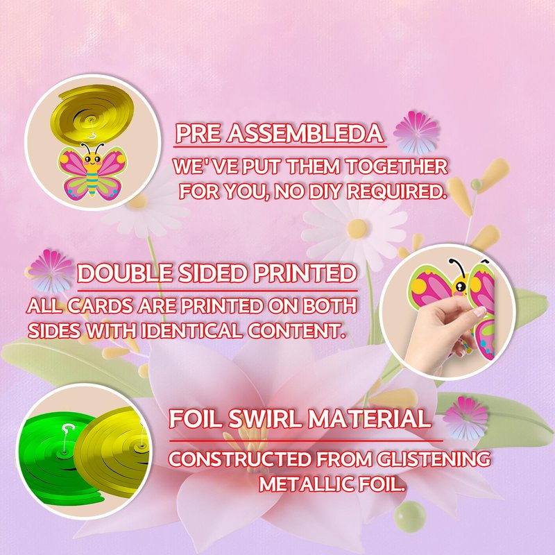 YQUQWN 48 PCS Spring Hanging Swirls Decorations Sun Flowers Butterfly Ceiling Swirls Spring Summer Birthday Party Decorations for Classroom Baby Shower Streamers Decor