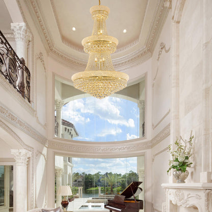Homeooze 31 - Light Large Empire Crystal Chandelier for High Ceiling Foyer Entryway Staircase Living Room Dining Room Gold Finish