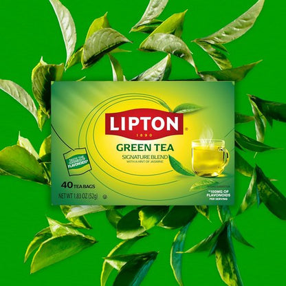 Lipton Decaffeinated Green Tea Bags - Unsweetened Teabags for Hot or Iced Tea | 40 Count