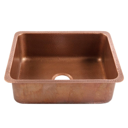 Sinkology Orwell 23-Inch Handcrafted Copper Undermount Kitchen Sink - Single Bowl Deep Sink with Sound Dampening, Complete Kit with Bottom Grid, Dual Drains and CareIQ, Fits 26-Inch Cabinet