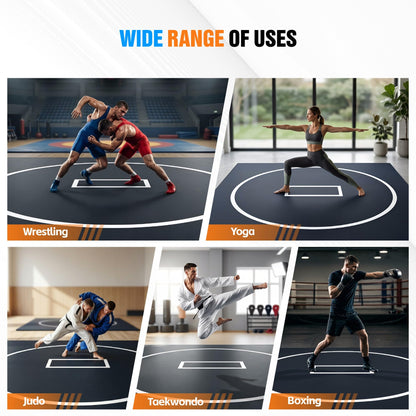 HESMAX 10' x 6.5' Wrestling Mat, Foldable Martial Arts Thick Mat, XPE Foam Wrestling Mats for BJJ, MMA, Jiu Jitsu, Judo & Grappling 1p1