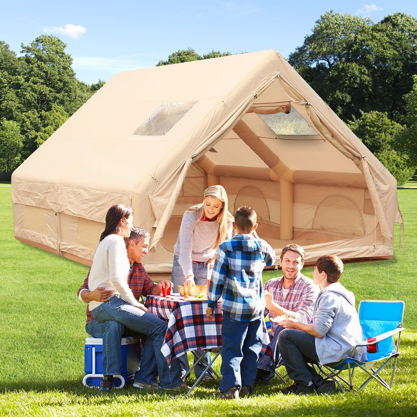 LivialyCity Inflatable Camping Tent Waterproof Windproof Glamping Camping Tents House for 4 Seasons