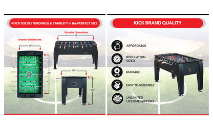 KICK Legend 55" Foosball Table (Black) – Professional Full-Size Indoor Game Table