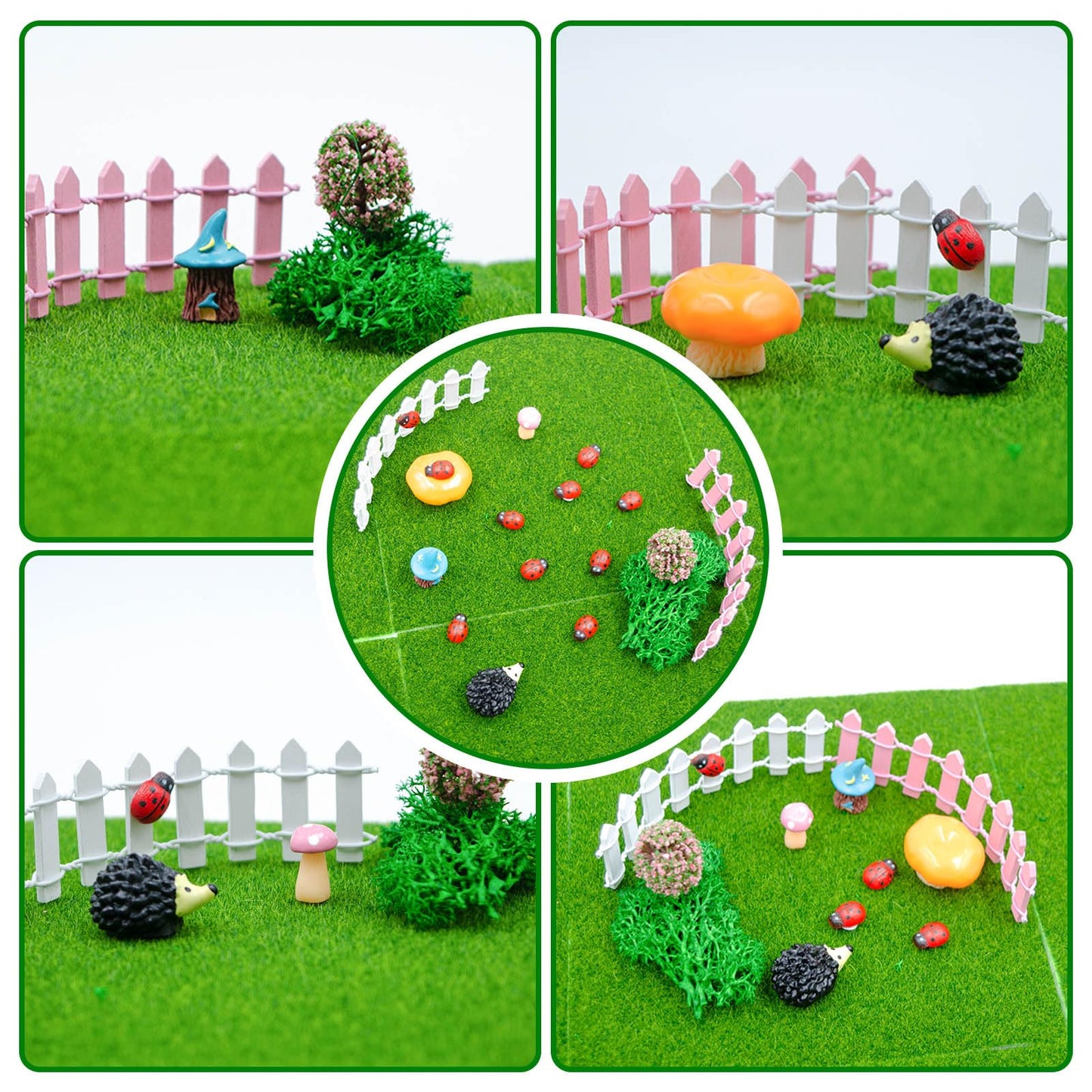 MinrzPet Fairy Garden Kit, 25 Pack, Fake Grass Mat and Miniatures Figurines Set, Fairy Garden Accessories, Micro Landscape Ornaments, DIY Mini House Decor