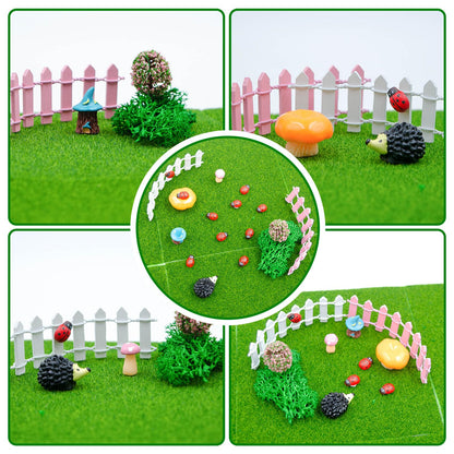 MinrzPet Fairy Garden Kit, 25 Pack, Fake Grass Mat and Miniatures Figurines Set, Fairy Garden Accessories, Micro Landscape Ornaments, DIY Mini House Decor