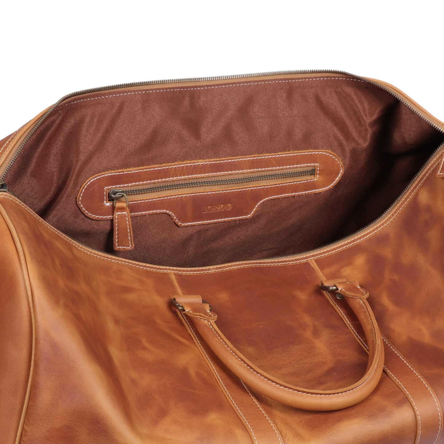 Londo Genuine Top Grain Leather Duffle Bag - Vintage Retro Travel Bag Overnight Weekender Bag Carry on Luggage Bag with Adjustable Shoulder Strap & Interior Pocket - Stylish Gym Bag for Men & Women