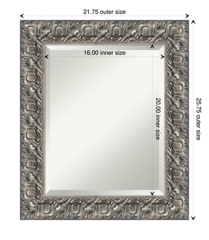 Amanti Art Silver Bathroom Mirror for Over Sink, 26x22 Silver Luxor Rectangle Vanity Mirror, Small Traditional Wood Frame, Hangs Horizonally and Vertically, Bathroom Wall Decor, Beveled Edge
