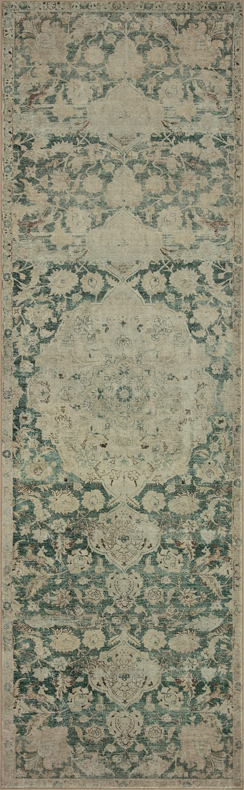 Loloi Magnolia Home by Joanna Gaines Sinclair Collection SIN-05 Jade/Sand 8'-6" x 11'-6", .25" Pile Height, Machine Washable, Area Rug