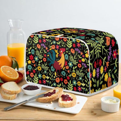 ZDCUSTOM Floral Rooster Toaster Cover for 2 Slice Small Appliance, Washable Anti-Scratch Dustproof Kitchen Cover