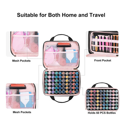 Leudes Diamond Painting Storage Containers, 60 Slots Bead Storage Box for Diamond Art Kits Accessories Organizer Case (Only Bottles and Bag) (Black-2(60 Jars))