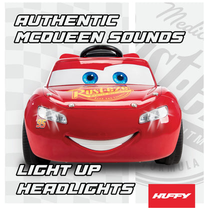 Huffy Lightning McQueen 6V Ride-On Toy Car with Headlights & Engine Sounds, Foot Pedal Drive, Up to 2.5 MPH, Ages 3–7