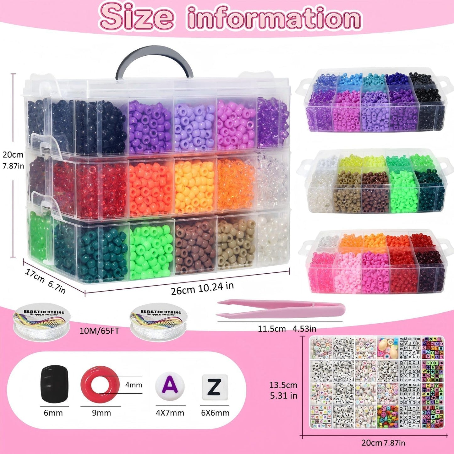LIS HEGENSA 30 Color 12800PCS+ Kandi Pony Beads Bulk,Bead for Necklace Jewelry Making Hair Braiding Keychain Bracelets Making Kits,Pet Art Beads for Crafts Braids Girls