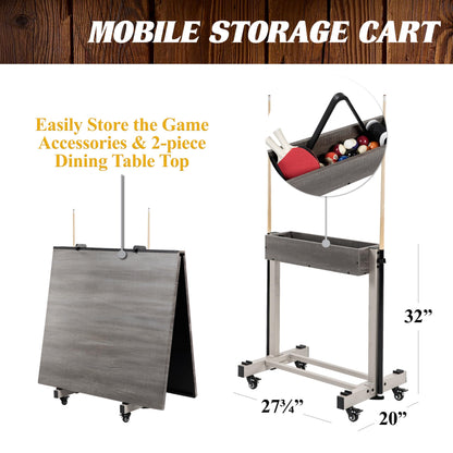 Barrington Billiards Prescott 7' Pool Table, 3-in-1 Dining Top & Table Tennis with Game Accessories & Rolling Storage Caddy
