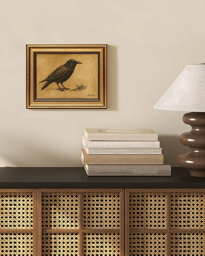 WHASAYART Gold Framed Crow Wall Art - Vintage Animal Canvas Prints for Living Room & Kitchen | 10L x 8W
