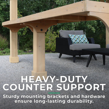 Yardistry 10' Meridian Bar Counter Attachment for 10' Pavilions, Gazebos, and Pergolas - Cedar Lumber - Natural Cedar Stain Color - Pavilion Not Included