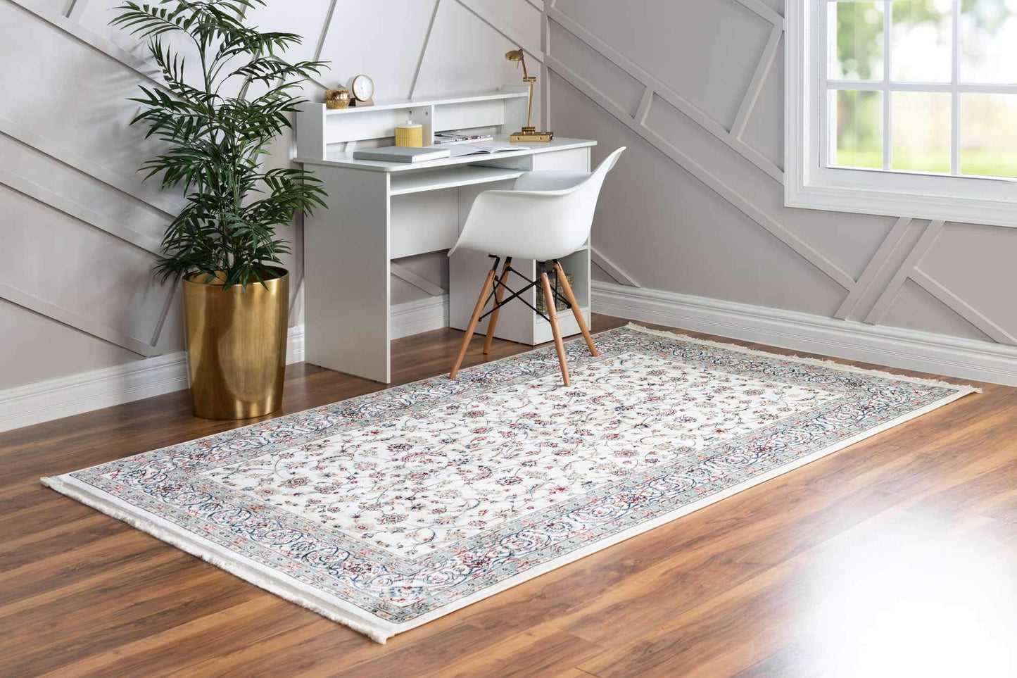 Unique Loom Narenj Collection Area Rug - Leeds (10' x 13' Rectangle, Ivory/ Blue)