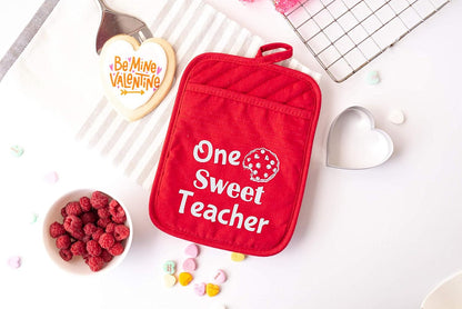 Teacher Gift for Women, Appreciation Week, Thank You Potholder, One Smart Cookie Oven Mitt, Set of 2