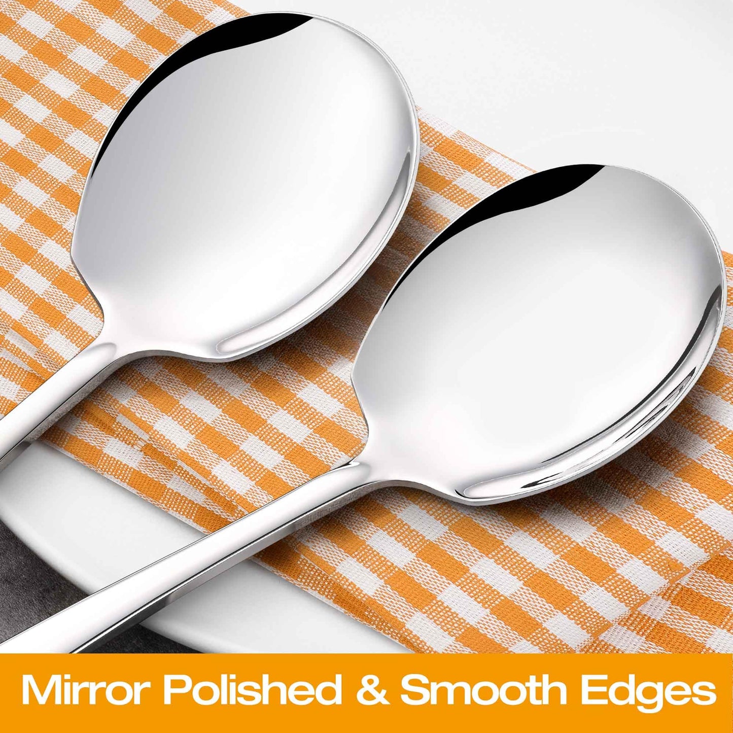 Extra Large Serving Spoons Set 11.7-Inch Silver Serving Utensils 18/8 Stainless Steel Big Metal Spoons for Buffet, Parties, Catering, Banquet - Dishwasher Safe (2-Pack, Silver)