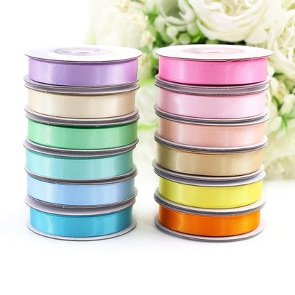 YERELO 12 Rolls Pastel Rainbow Ribbon 3/8" X 60 Yards Thin Double Face Satin Ribbon Assortment for Crafts, Wreath, Gift Wrapping, Birthday Baby Shower Party Decoration and DIY Handmade Hair Bows