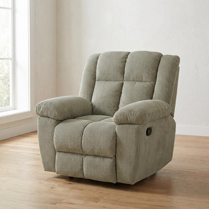 Trygoal Manual Recliner Chair, Nursery Rocking Chair, Linen Recliner Chair for Adults, Lazy Boy, Gaming Recliner wih Overstuffed Arms, Suitable for Home Theater, Living Room, Bedroom, Off-White