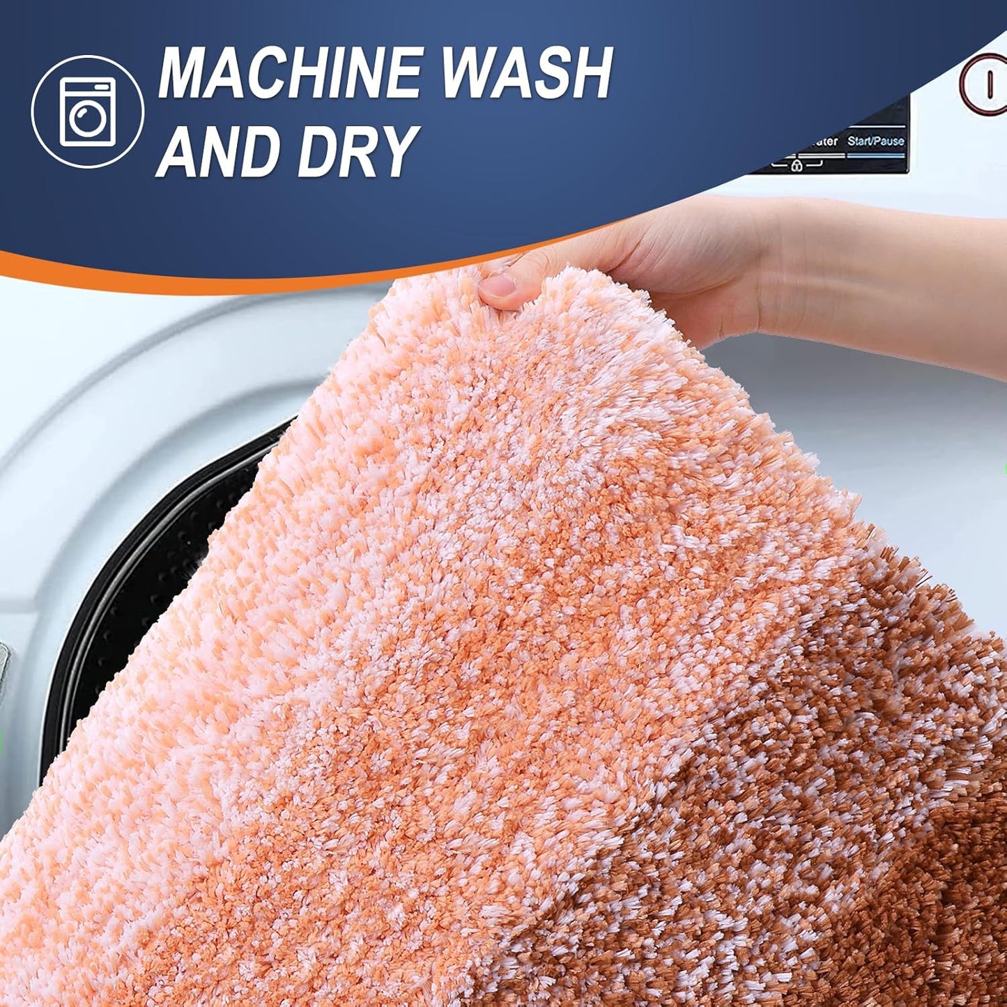 OLANLY Large Bathroom Rug Mat - Extra Soft Microfiber, Quick Dry & Machine Washable | 45x27, Orange