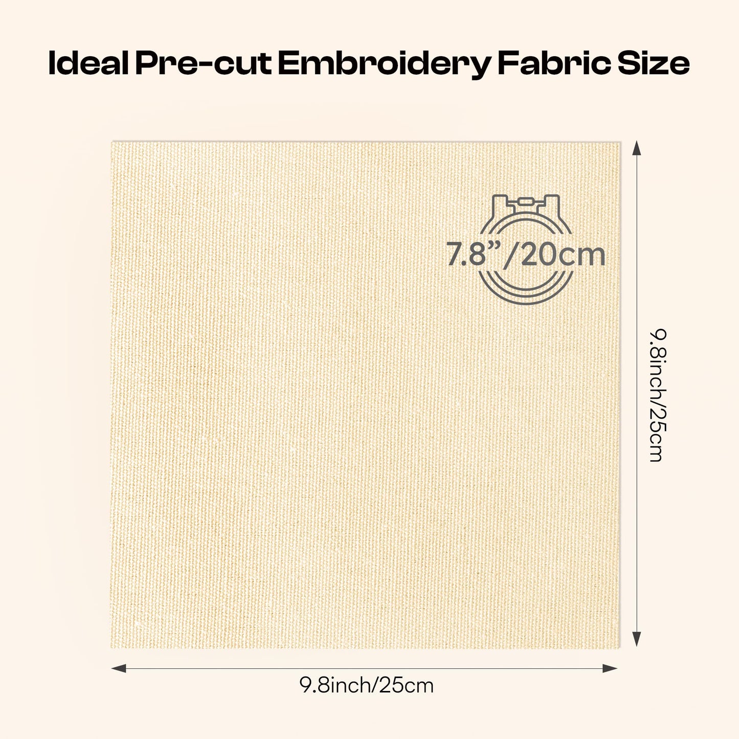 XEmbro 12 PCS Embroidery Fabric for Needlework Garment Craft, Pre-Cut Beige Embroidery Cloth, Natural Cotton Embroidery Cloth Fabric Squares (9.8 × 9.8 Inch)