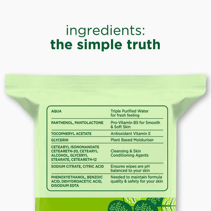 Simple, Kind to Skin, Biodegradable Cleansing Wipes with Vitamin B5, Vitamin E and Pro Amino Acids, 75 Pack